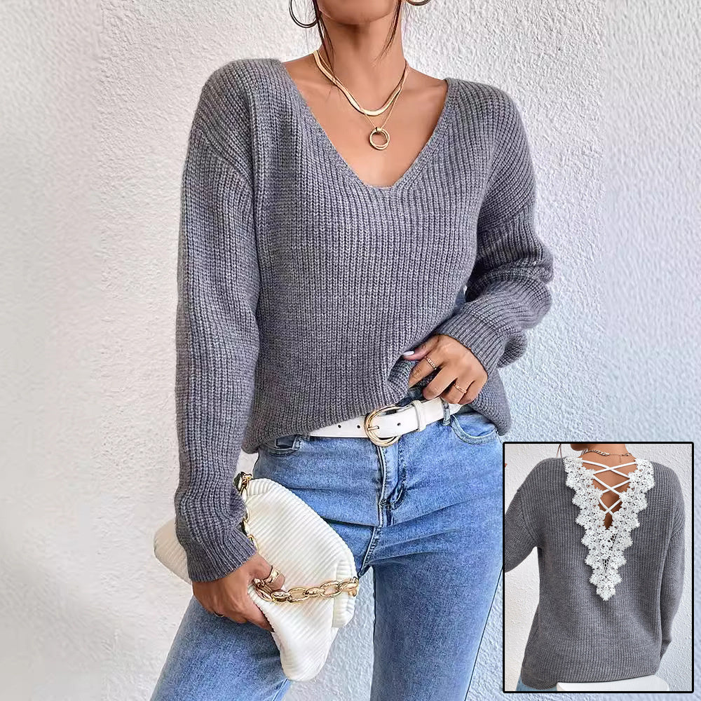 Pull col V pour femme, vêtement d'hiver style streetwear, style années 2000, style bandage en cachemire, vêtement de haute qualité, tendance