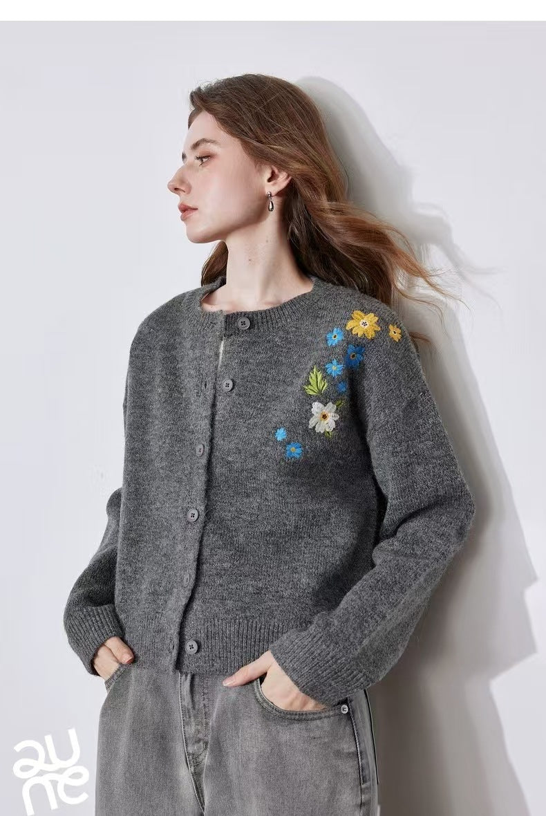 Embroidered Retro Cardigan