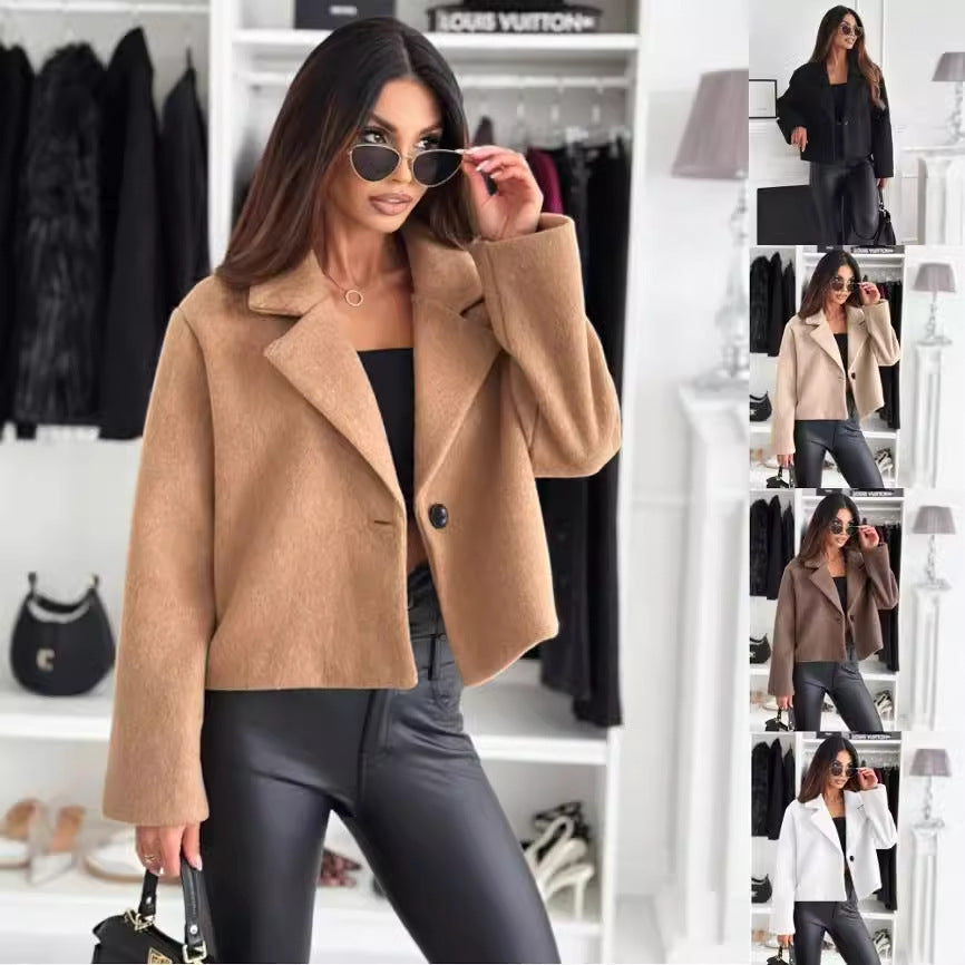 Fall Winter Wool Suit Collar Coat