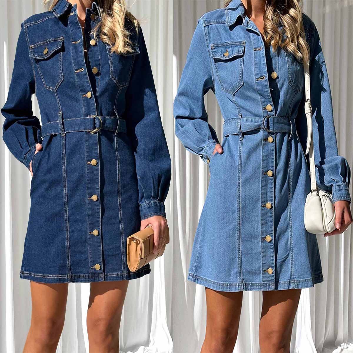 Denim Button Dress