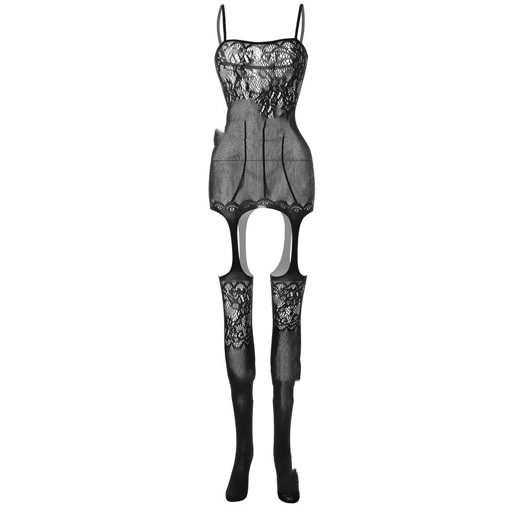 Bas creux pour femmes, vêtements serrés en résille, une pièce