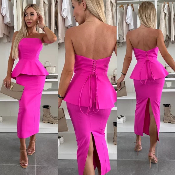 Off-Shoulder Sheath Suit