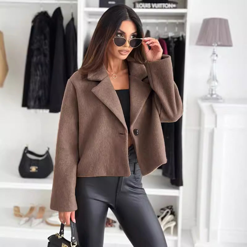 Fall Winter Wool Suit Collar Coat