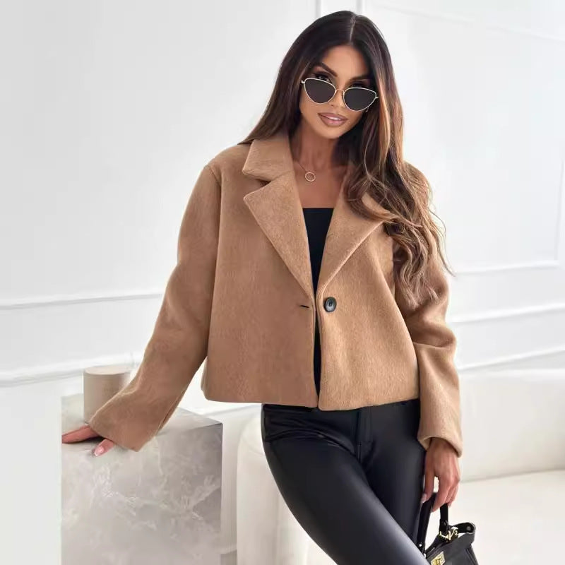 Fall Winter Wool Suit Collar Coat