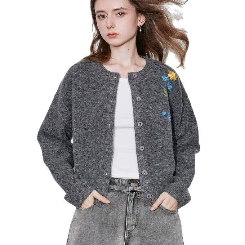 Embroidered Retro Cardigan
