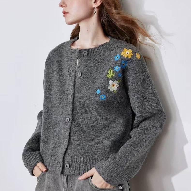 Embroidered Retro Cardigan