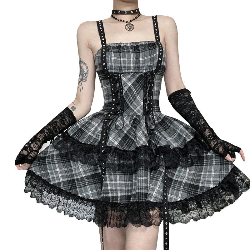 Plaid Lace Dress
