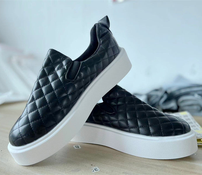 Plaid Platform Flats