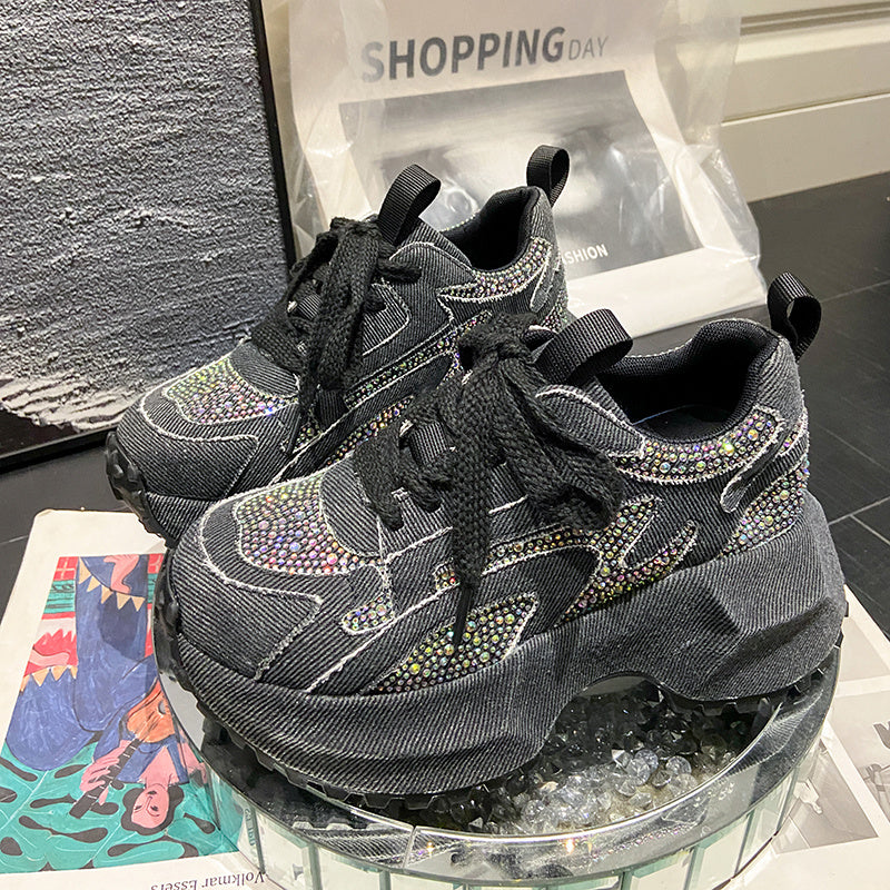 Rhinestone Platform Sneakers