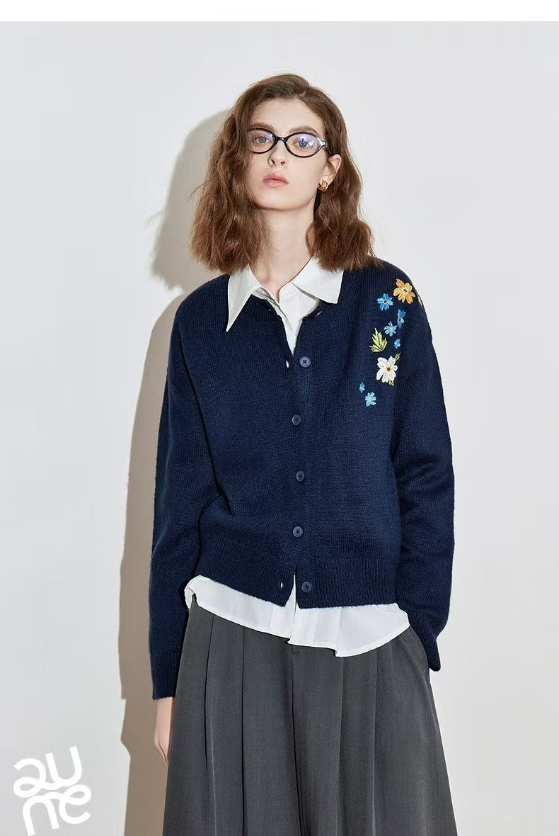 Embroidered Retro Cardigan