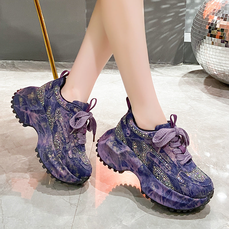 Rhinestone Platform Sneakers