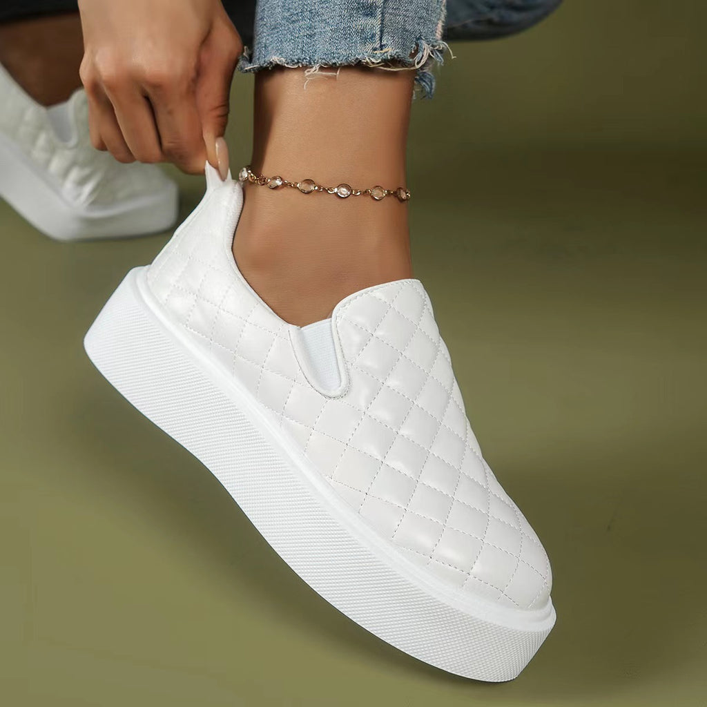 Plaid Platform Flats