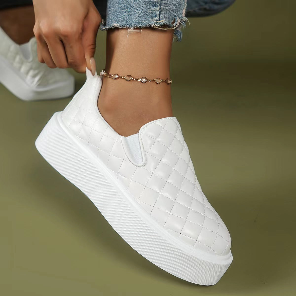 Plaid Platform Flats