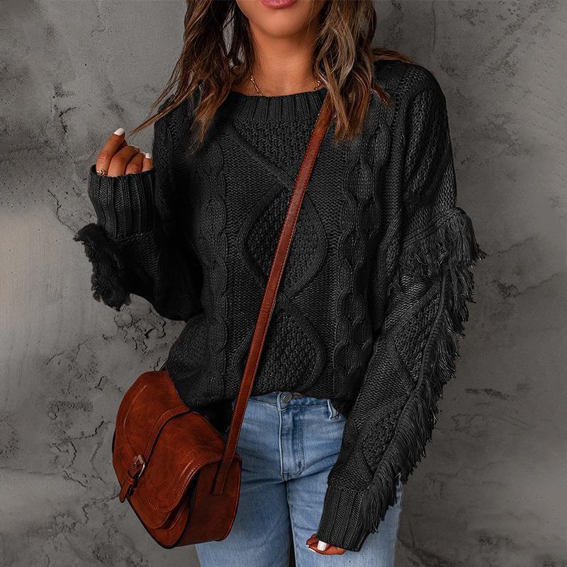 Pull tendance en tricot à col rond pour femme