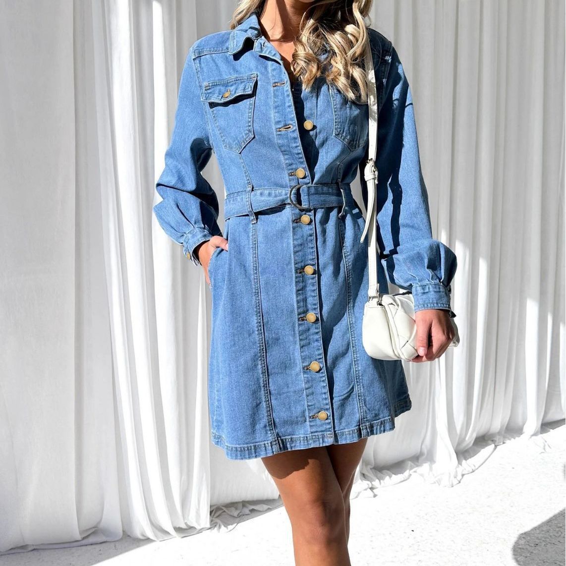 Denim Button Dress