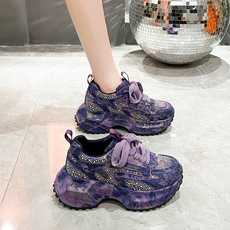 Rhinestone Platform Sneakers