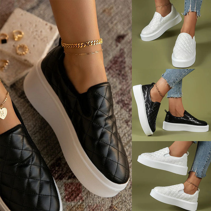 Plaid Platform Flats