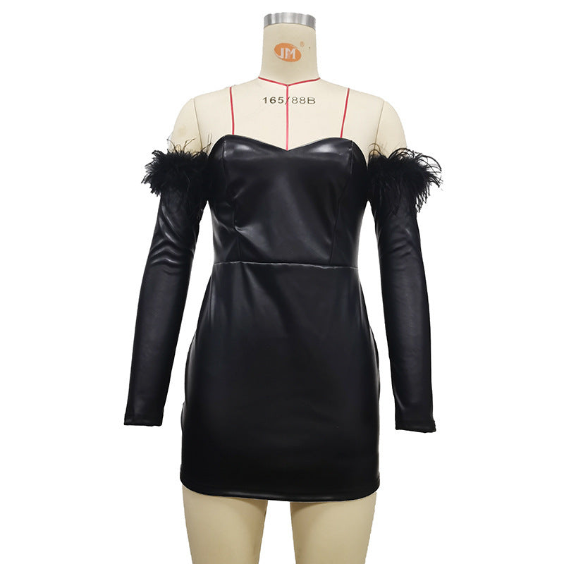 Feather Sleeve Dress