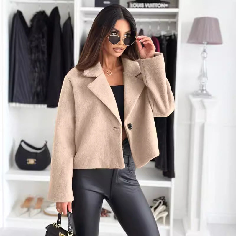 Fall Winter Wool Suit Collar Coat