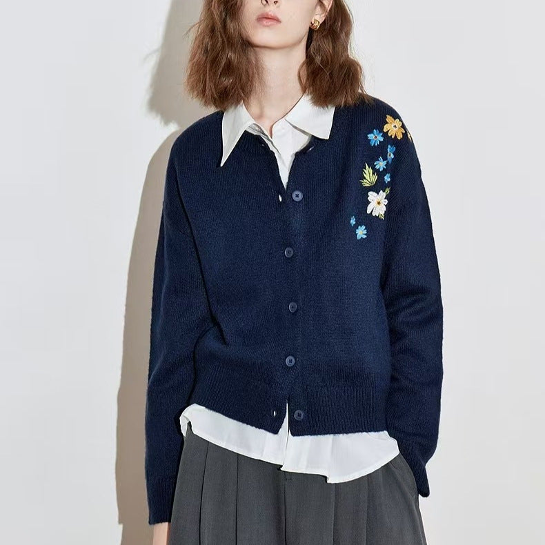 Embroidered Retro Cardigan