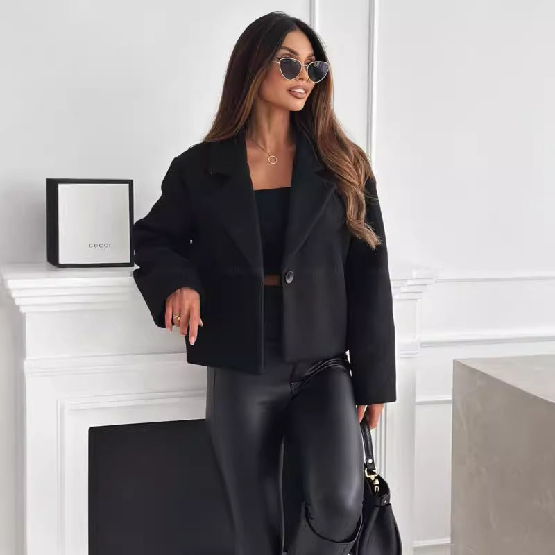 Fall Winter Wool Suit Collar Coat