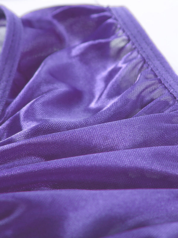 Ensemble de lingerie en dentelle crochetée à bretelles spaghetti et soutien-gorge ajouré 