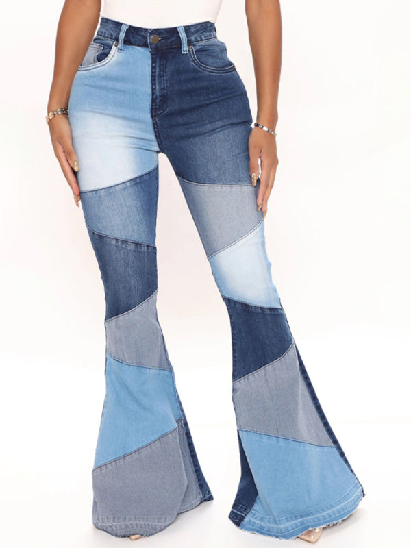 Two-Tone Flared Jeans