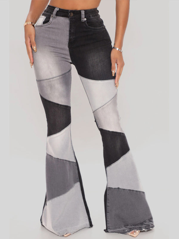 Two-Tone Flared Jeans