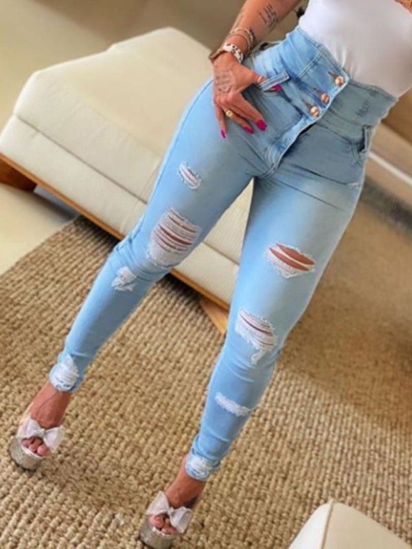 Ripped Pencil Jeans