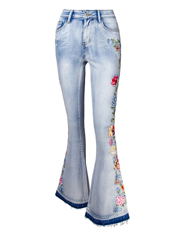 Embroidered Flare Jeans