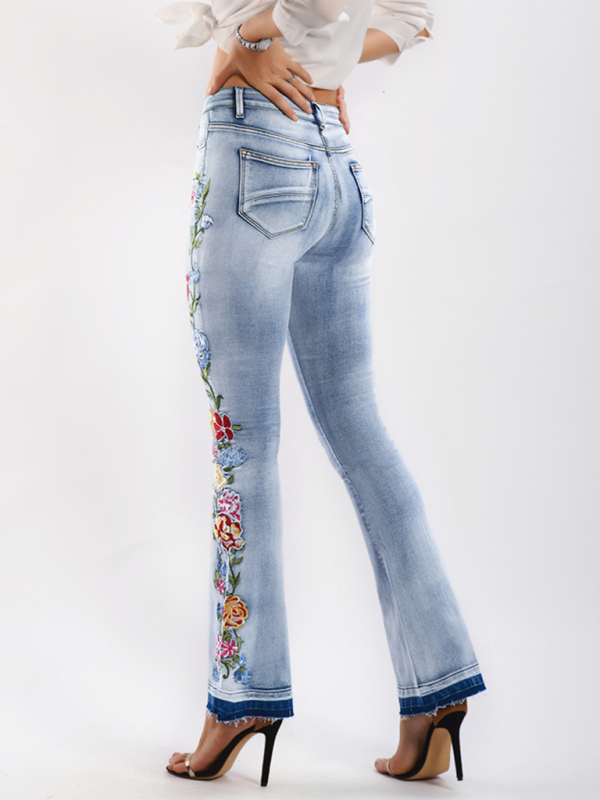 Embroidered Flare Jeans