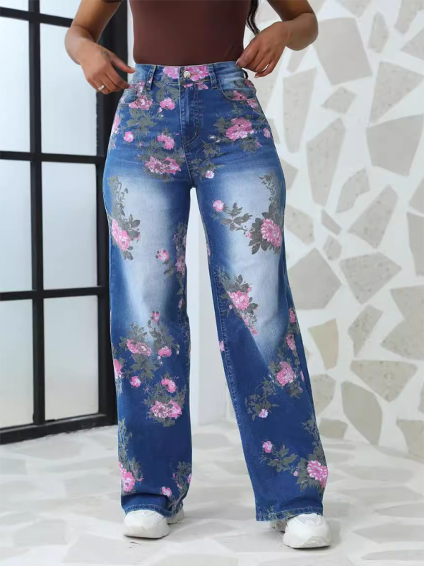 Floral Wide Denim