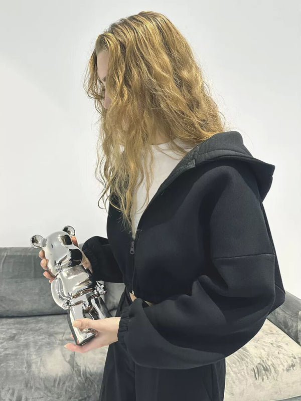 Cropped Zipper Hoodie