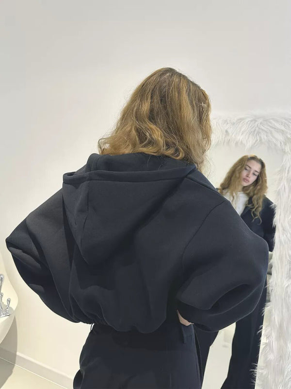 Cropped Zipper Hoodie