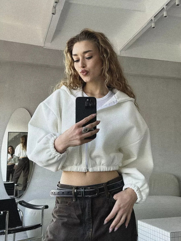 Cropped Zipper Hoodie